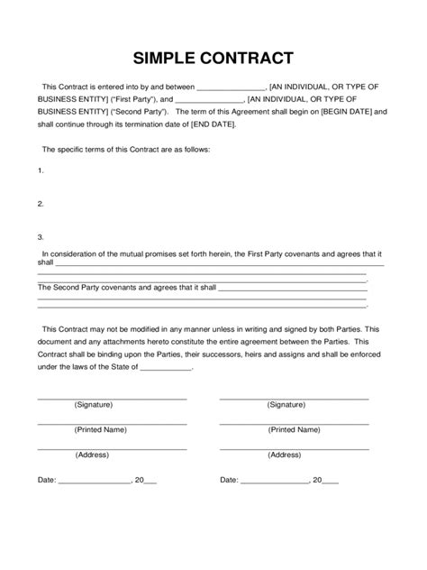 simple contract template word.